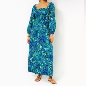 NWT LILLY PULITZER‎ Lakira Dress Maxi Indigo Breeze Shady Gators Cottagecore M
